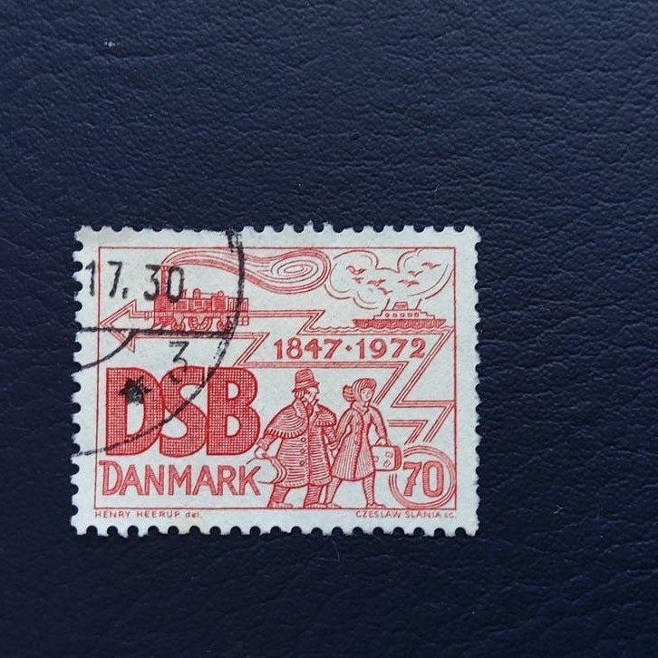 Denemarken postzegel 1847-1972 DSB gestempeld, Postzegels en Munten, Ophalen of Verzenden, Gestempeld