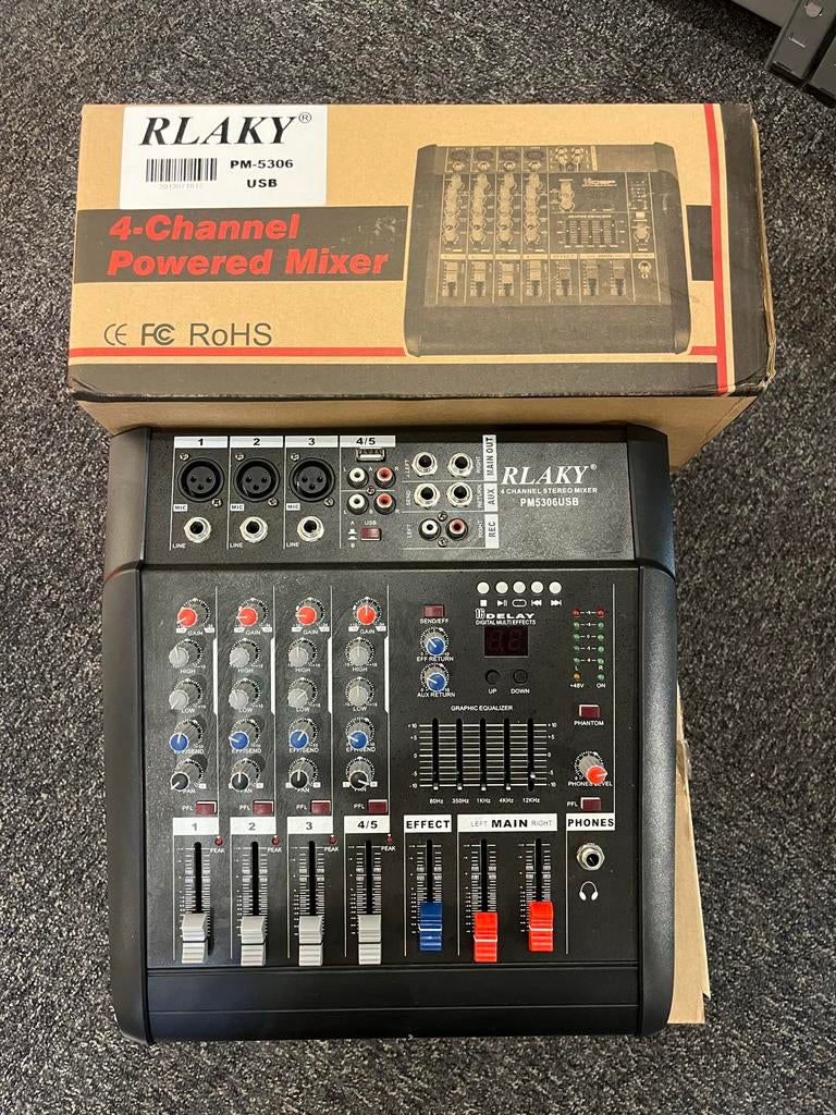 Rlaky 4-channel powered mixer nieuw, Ophalen of Verzenden, Nieuw