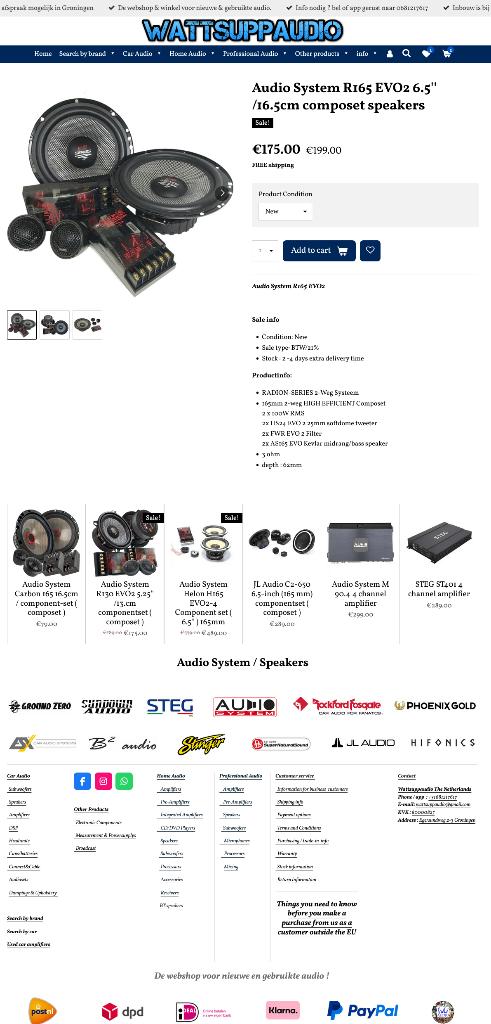 Audio System R165 EVO2 6.5'' /16.5cm composet speakers, Info@optimount.nl, Nieuw, Ophalen of Verzenden, Anholtseweg 48A 7091 HB DINXPERLO