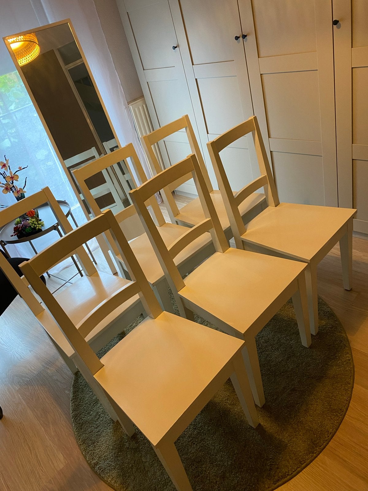 6 IKEA Hauga stoelen., Ophalen, Gebruikt, Wit, Landelijk