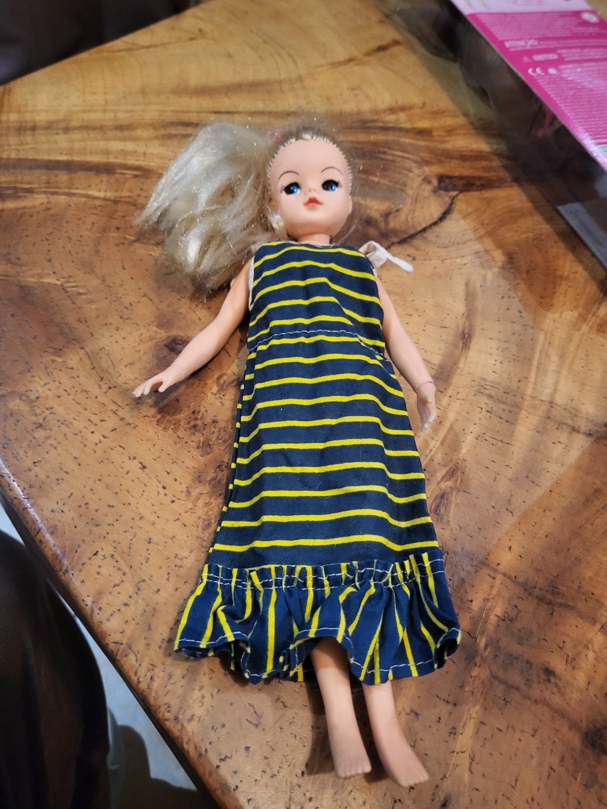 Vintage fleur  pop met blond haar en gestreepte jurk, Ophalen of Verzenden, Gebruikt, Overige typen