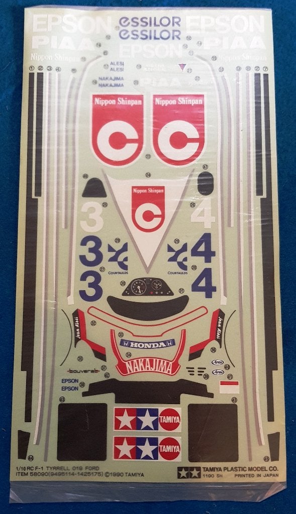 Vintage origineel Tamiya Decal Tyrrell 019 Ford 1990 (NIP), Hobby en Vrije tijd, Modelbouw | Radiografisch | Auto's, Elektro, Verzenden