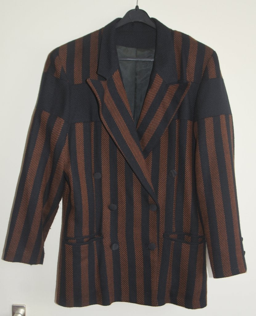 Stylische wollen bruin zwart blazer colbert jasje mt 42 / 44, Bruin, Verzenden, Maat 42/44 (L), Jasje