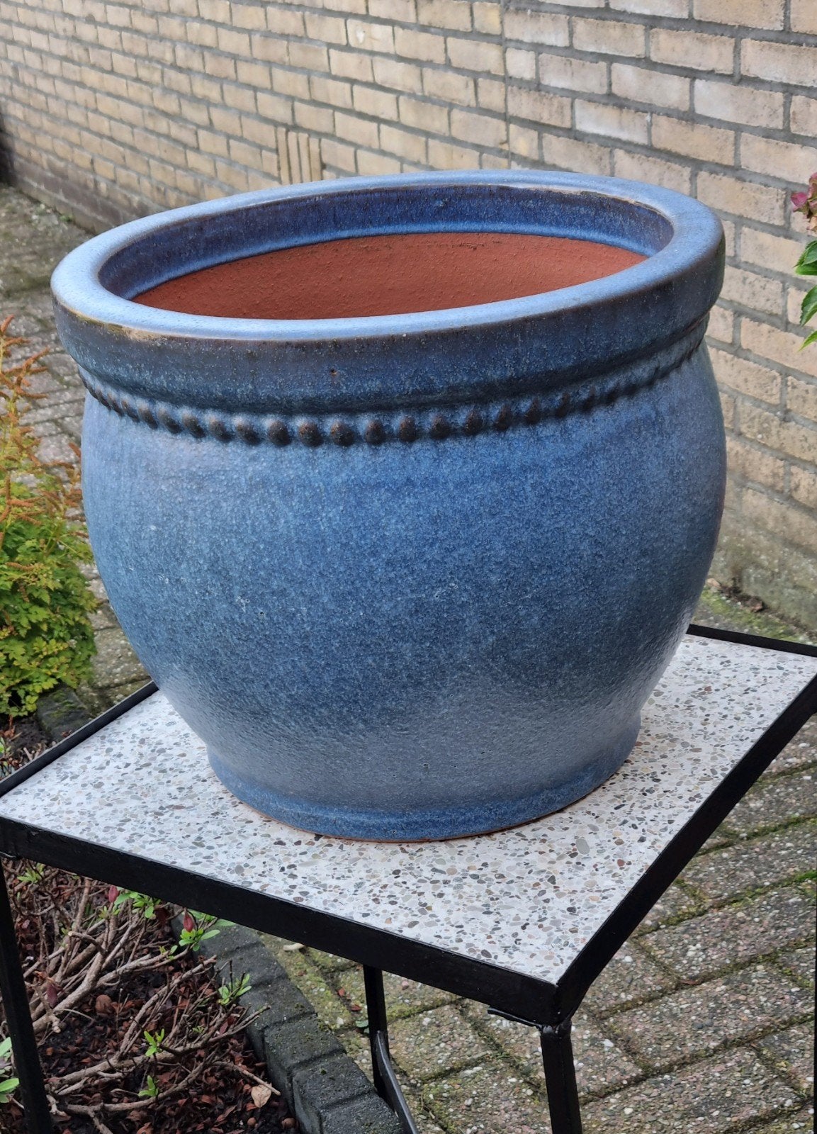 plantenbak  bol model  38cm     RUSTIQUE BLAUW, Ophalen, Steen, Minder dan 60 cm, Rond