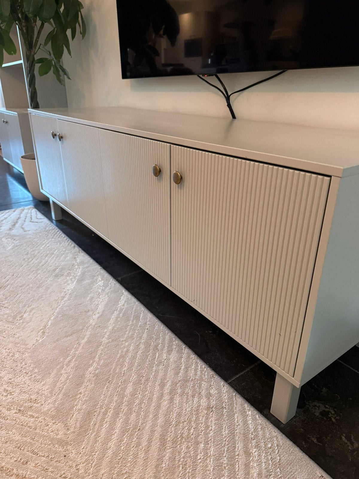 WOOOD tv-meubel | Wolkengrijs, Ophalen, Zo goed als nieuw, Minder dan 150 cm, Minder dan 100 cm