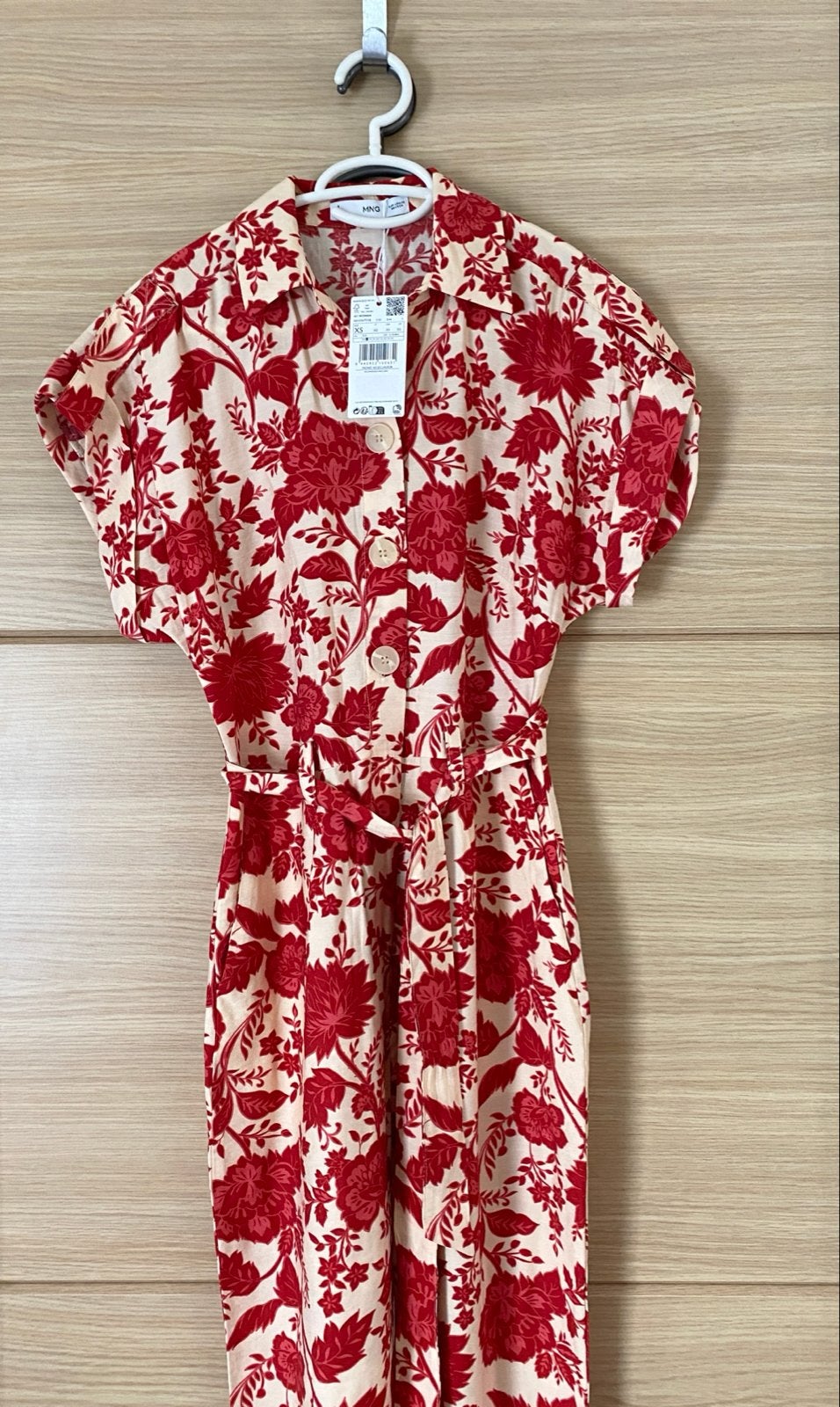 Mango jumpsuit crème/rood - Nieuw met kaartje - maat XS, Ophalen of Verzenden, Nieuw, Maat 34 (XS) of kleiner, Meerkleurig