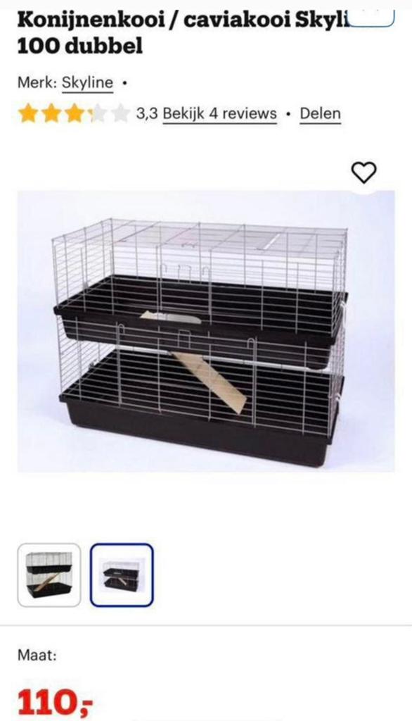 Dubbele Cavia Kooi 100 cm, Kooi, Zo goed als nieuw, 75 tot 110 cm, Cavia
