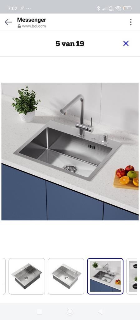 Auralum Max Spoelbak 55x45 RVS Keuken met Kraangat, Ophalen of Verzenden