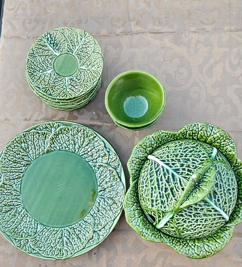 Vintage Boerenkool aardewerk servies Portugal, Ophalen