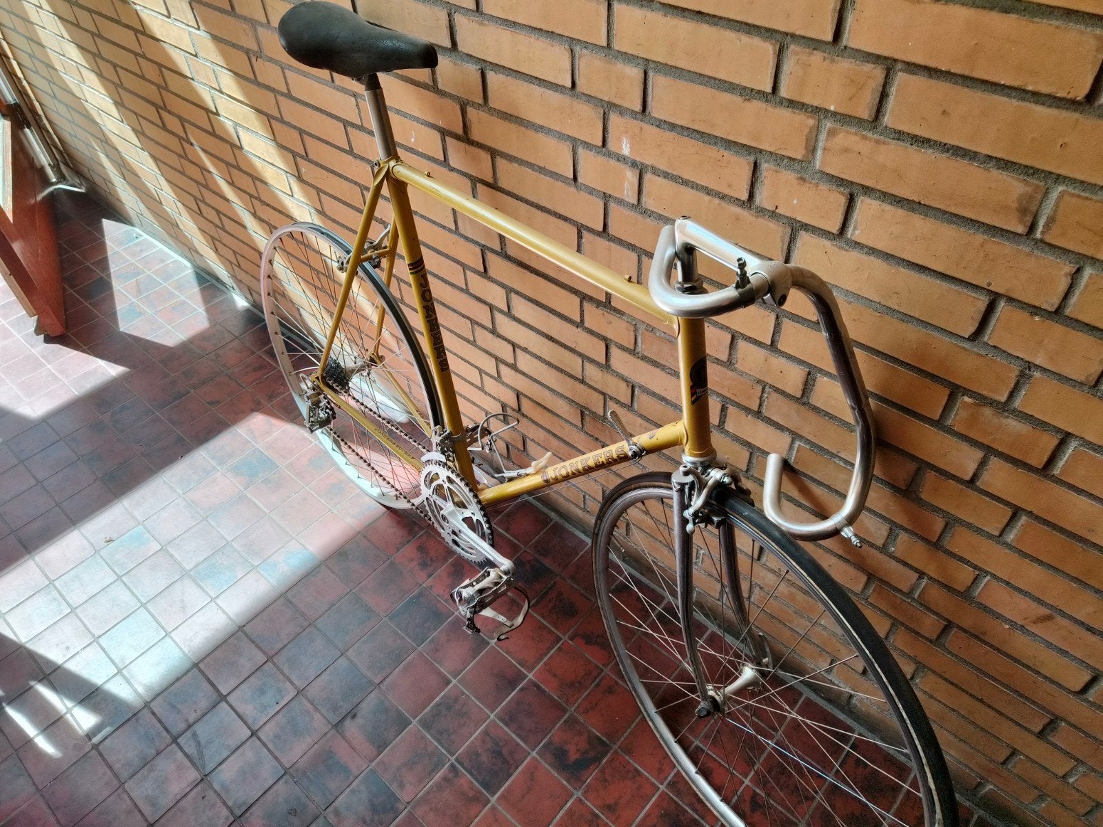 Jonkers vintage racefiets geel. Jaren 60. Campagnolo, Fietsen en Brommers, 55 cm of meer, Ophalen, Gebruikt, 10 tot 15 versnellingen
