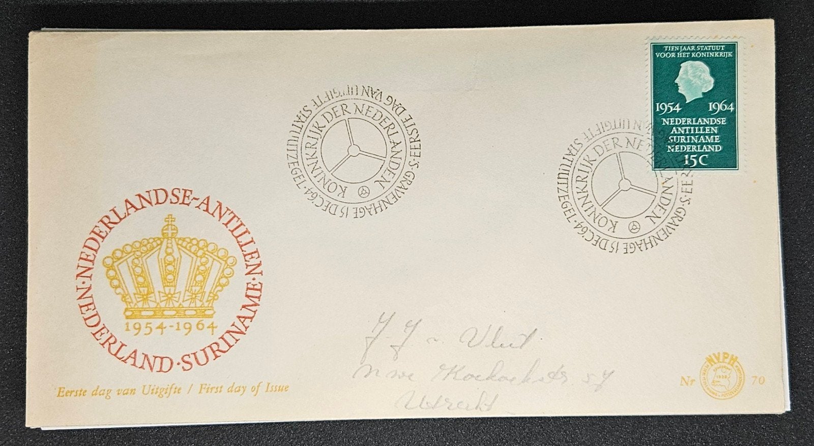 FDC 1964: 10 jaar Statuut Koninkrijk der Nederlanden, Verzenden, Beschreven, Nederland