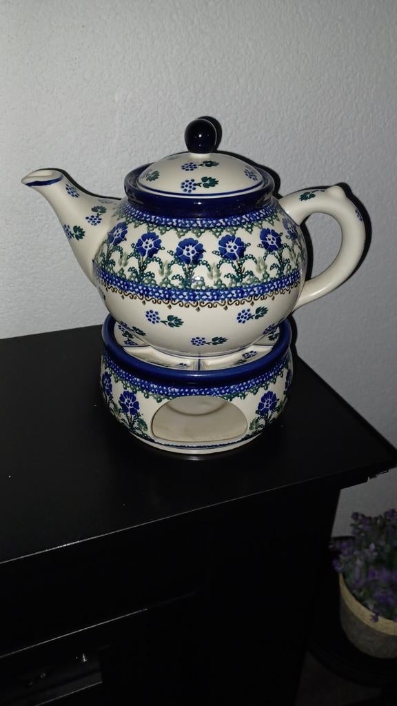 Bunzlau theepot met theelicht / stoof, Ophalen of Verzenden