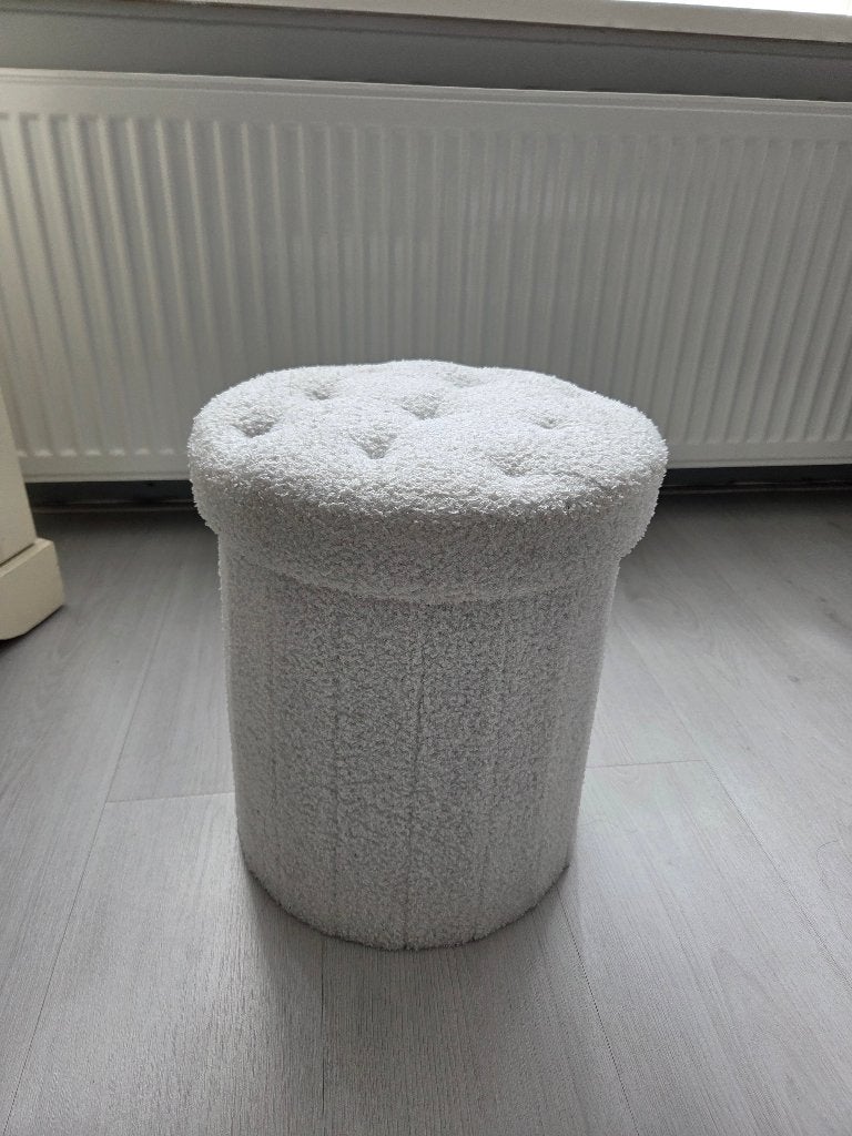 Opvouwbare Poef Wit, Ophalen, Minder dan 50 cm, Gebruikt, Rond
