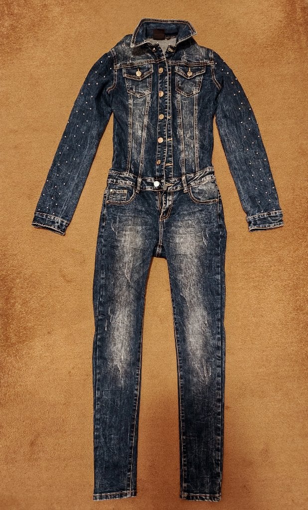 Prachtige Original Denim spijkerstof jumpsuit te koop, Blauw, Ophalen of Verzenden, Zo goed als nieuw, Original Denim
