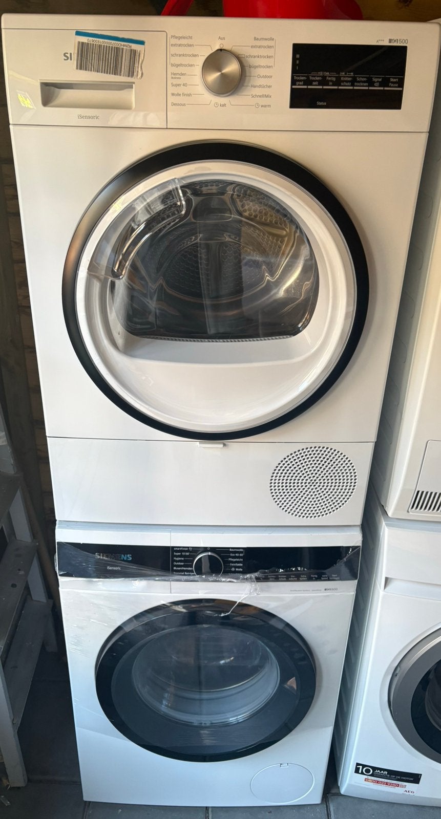 10KG SIEMENS wasmachine + warmtepompdroger 3 maand garantie, 6 tot 8 kg, Ophalen of Verzenden, Zo goed als nieuw, 85 tot 90 cm