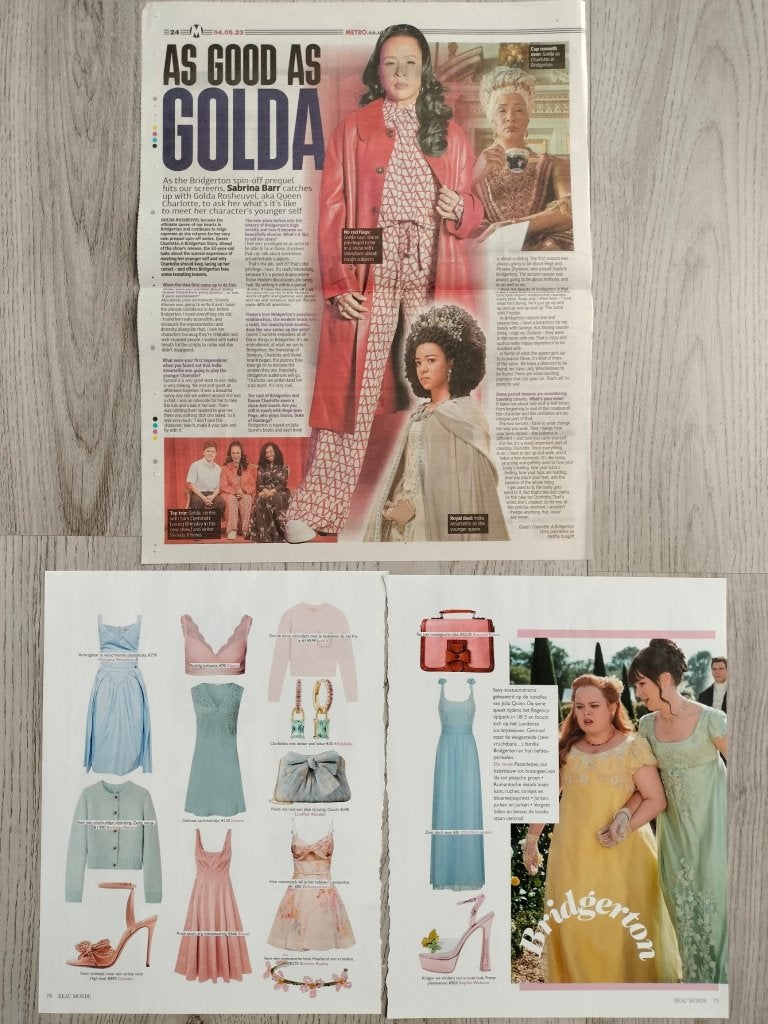 Golda Rosheuvel / Bridgerton tijdschrift en krantenartikelen, Verzamelen, Verzenden, Zo goed als nieuw, Tv, Overige typen
