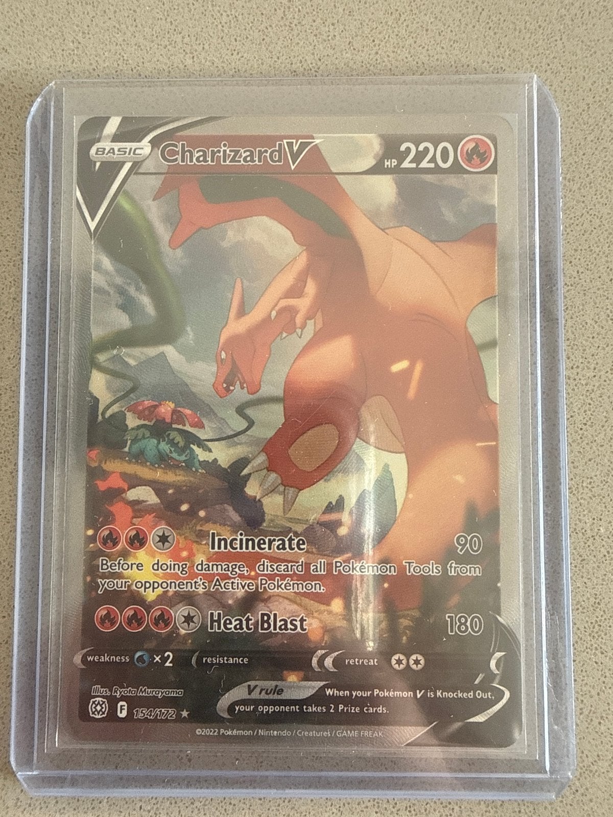 Pokémon TCG: Charizard V 154/172 (Brilliant Stars), Ophalen of Verzenden, Zo goed als nieuw, Losse kaart