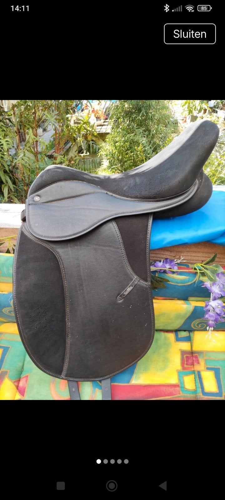 Zwart Thorowgood zadel 17 inch, Wide, 135 €, Ophalen of Verzenden, Nieuw, Dressuur
