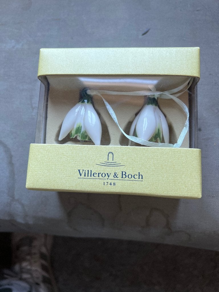 Set Van 2 Villeroy & Boch Mini Flower Bells - Sneeuwklokjes, 4 cm, Steen/keramiek, Ophalen of Verzenden, Wit