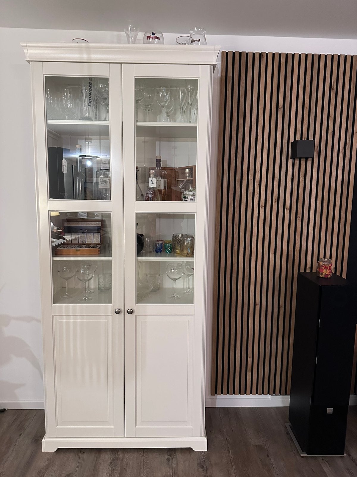 IKEA LIATORP vitrinekast / boekenkast wit met glazen deuren, Ophalen, 200 cm of meer, 50 tot 100 cm, Zo goed als nieuw