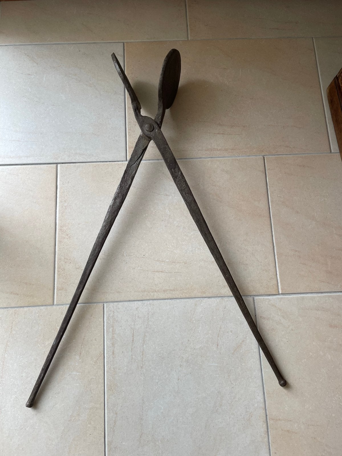 Antiek wafelijzer - 83 cm lang, Ophalen of Verzenden