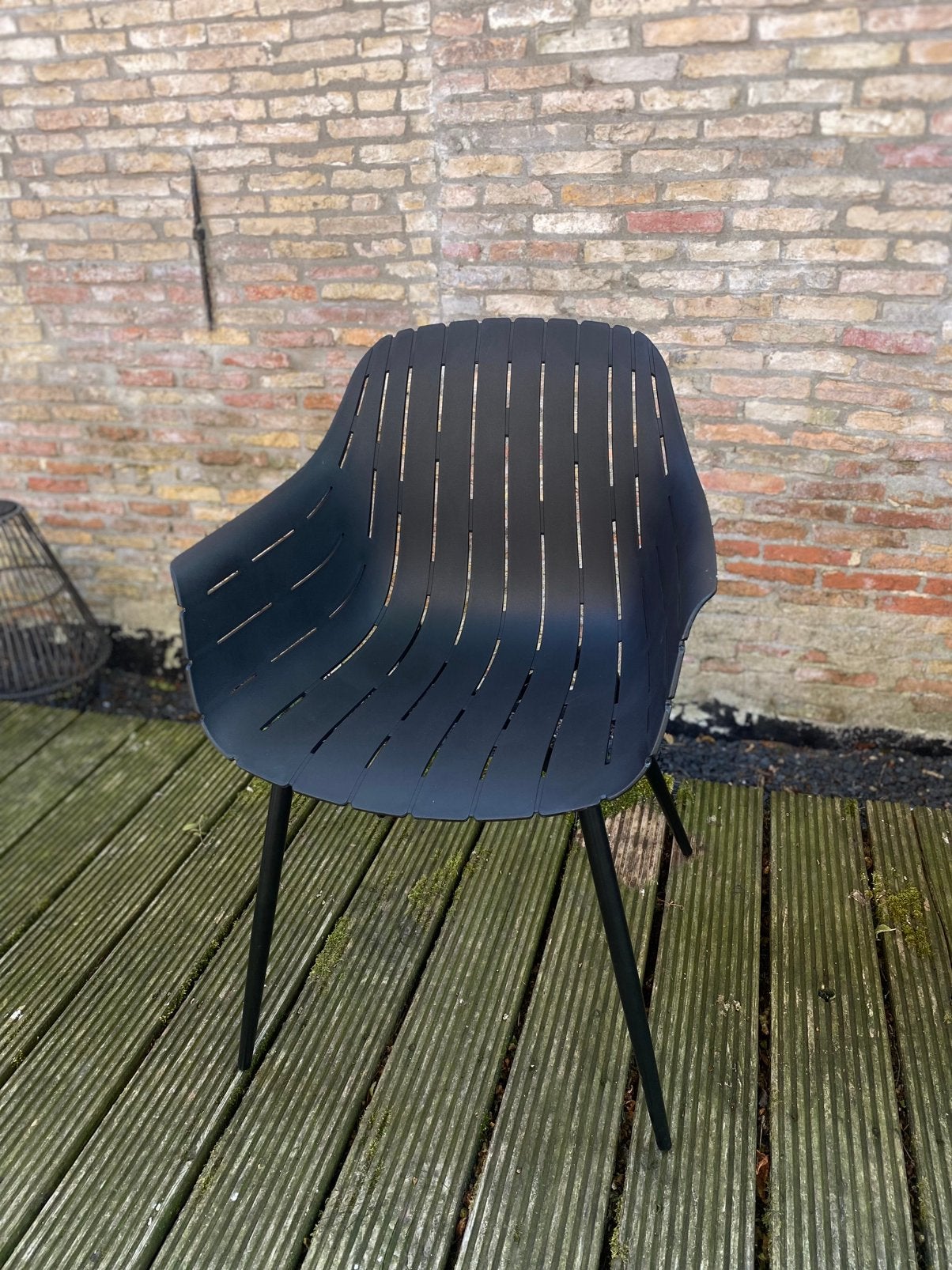 Zwarte kunststof/metalen kuipstoel nieuw, Huis en Inrichting, Stoelen, Ophalen, Kunststof, Zwart, Nieuw