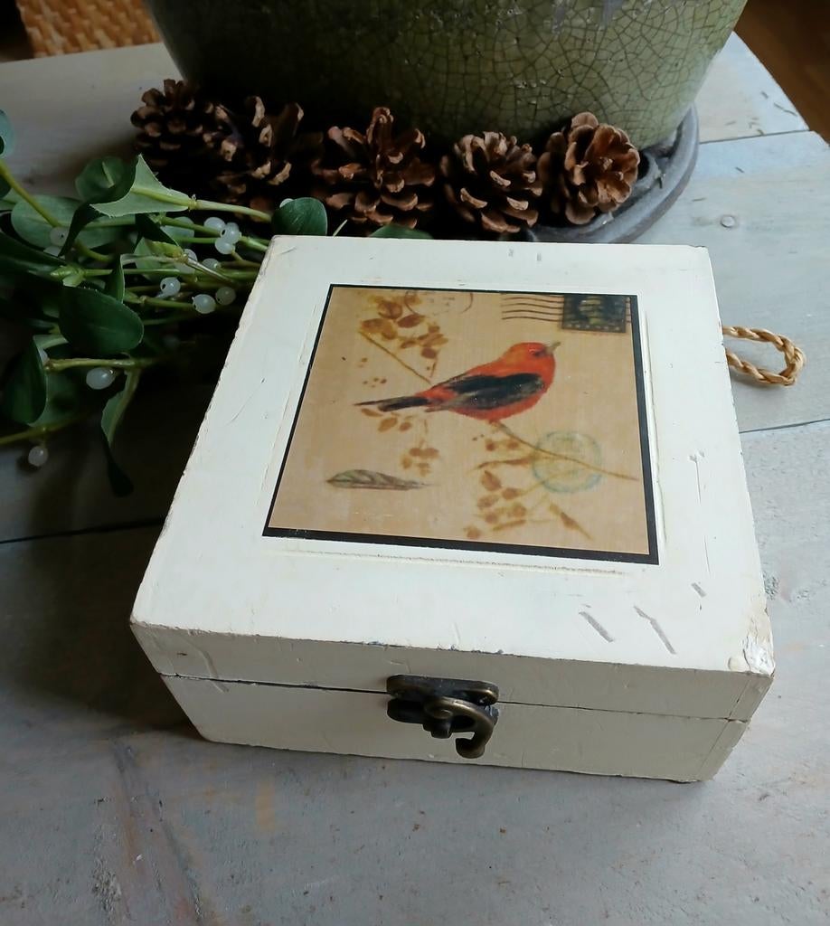 Kistje met vogelopdruk, Ophalen of Verzenden, Minder dan 50 cm, Minder dan 50 cm