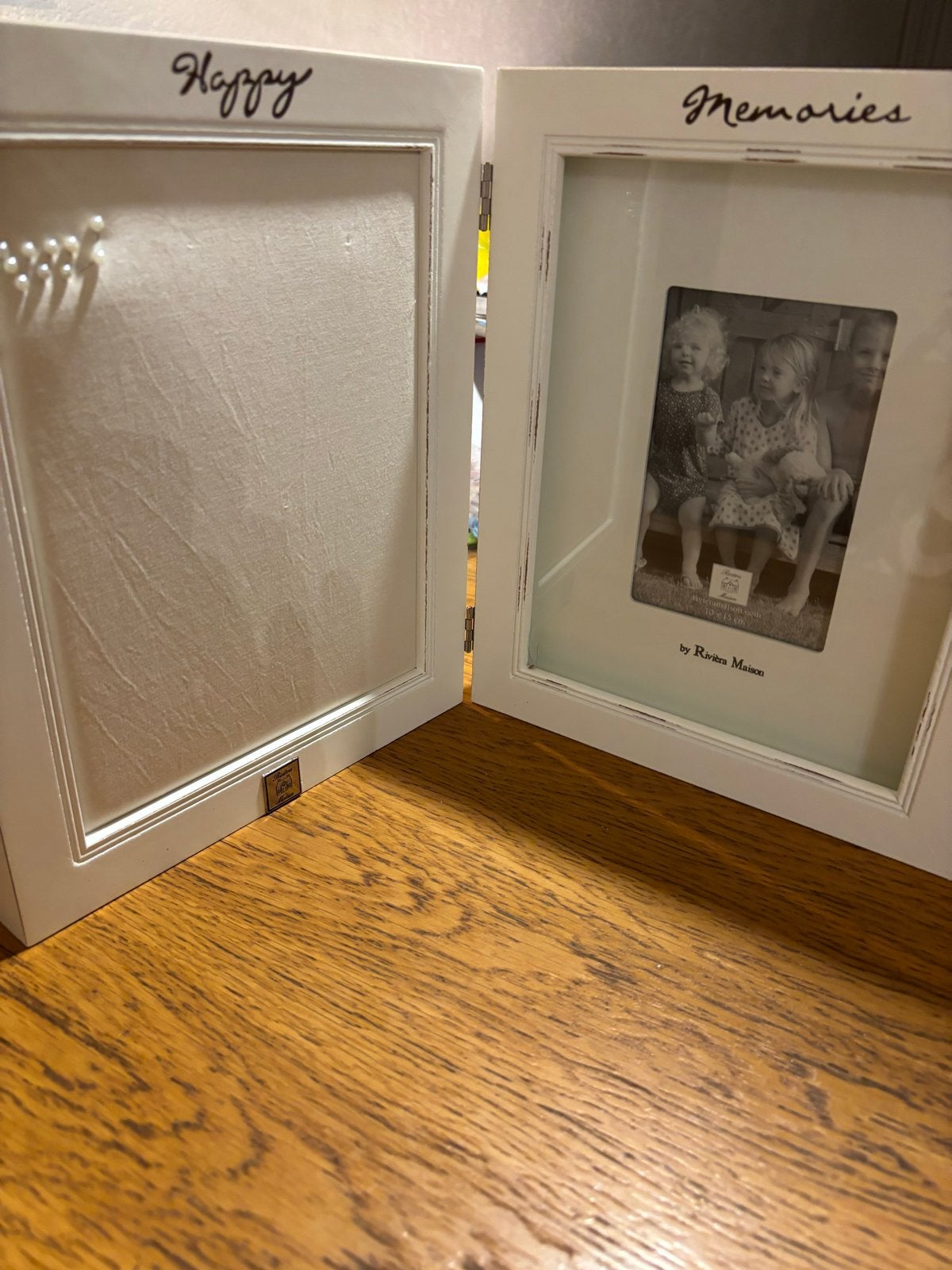 Riviera Maison Fotolijst 'Happy Memories' - Wit Hout, Ophalen of Verzenden, Zo goed als nieuw, Fotolijst, Met glas