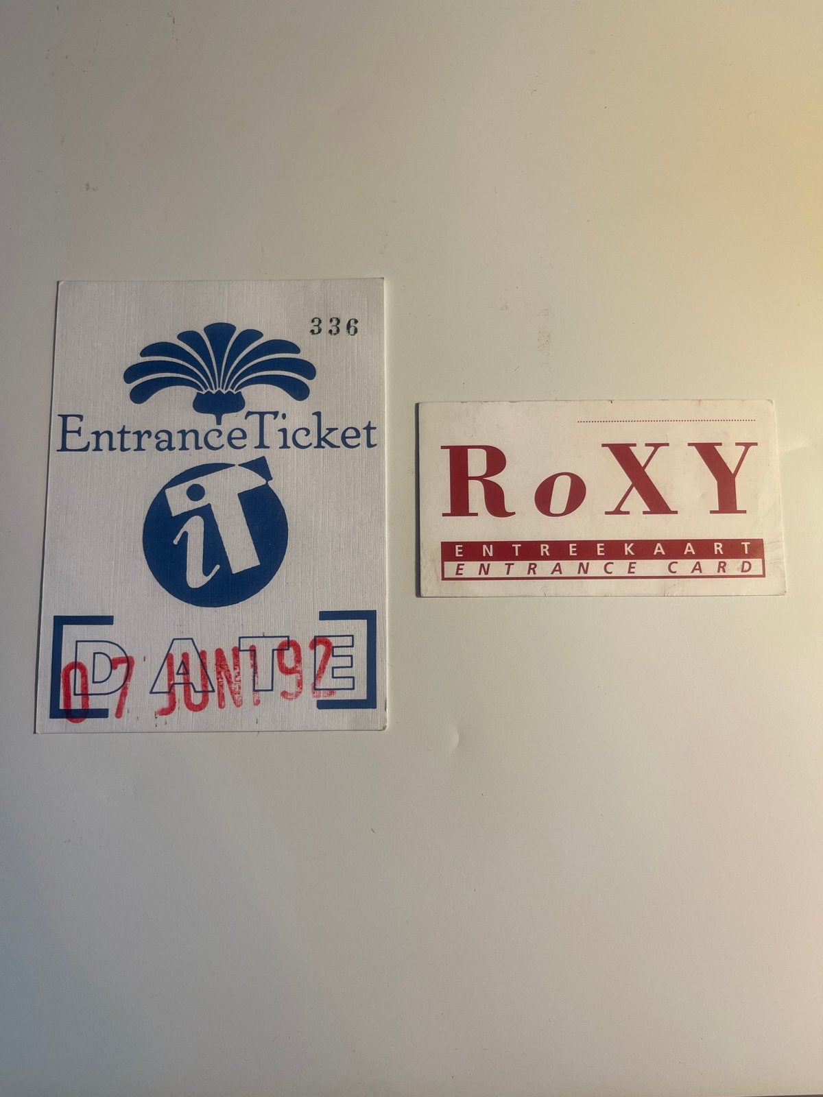 entreebewijs voor de legendarische Club Roxy discotheek iT, Boeken, Verzenden, Zo goed als nieuw