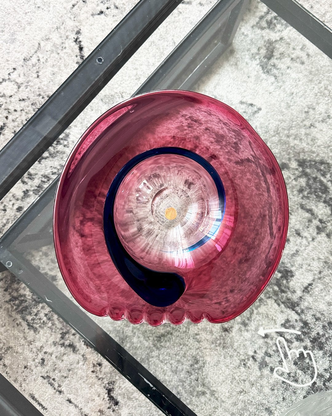 Murano Sommerso Glazen Schaal Roze met Blauw Spiraalmotief, Ophalen of Verzenden