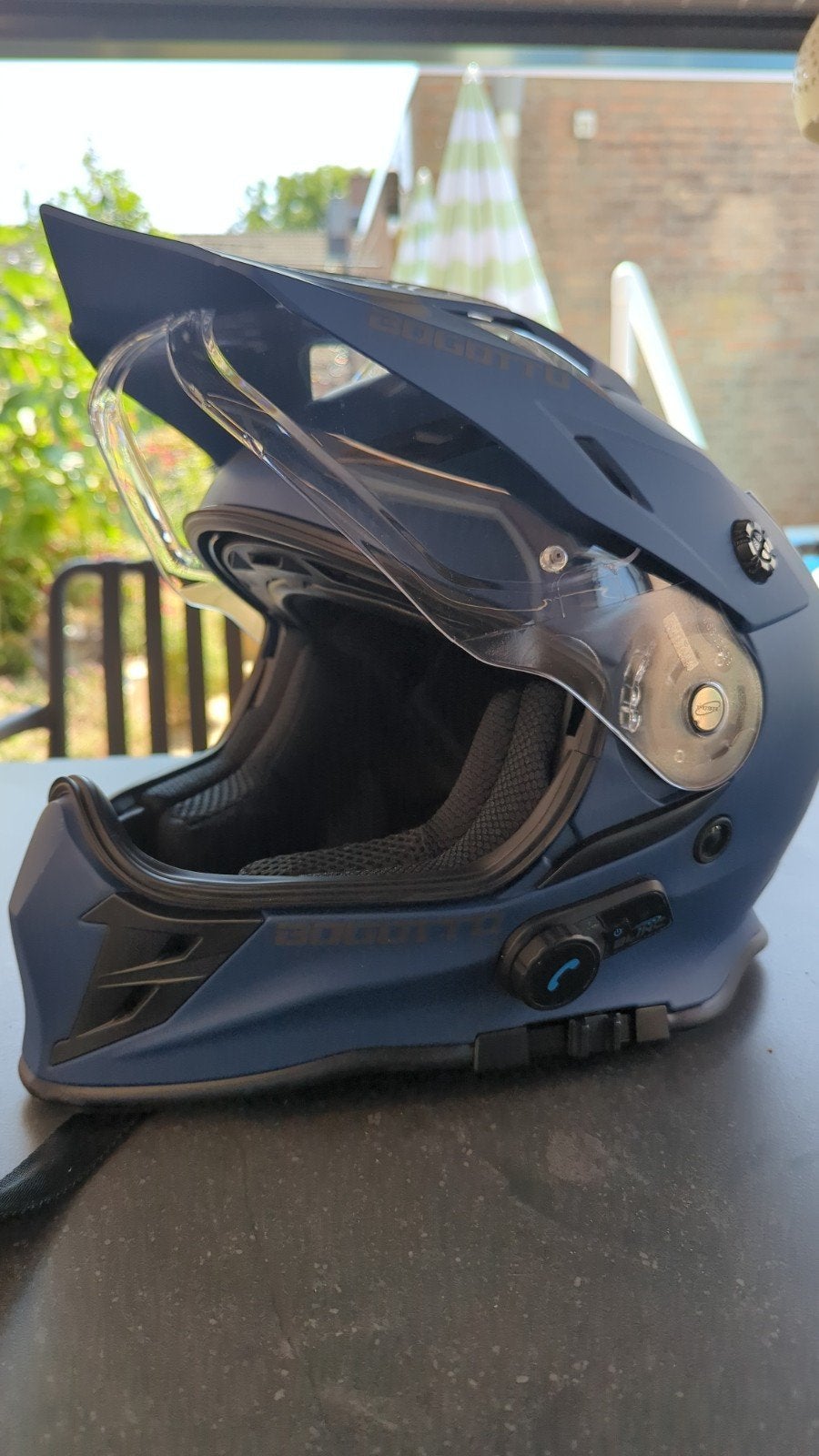Stoere Offroadhelm - Blauw, Zo goed als nieuw Mt S, Ophalen of Verzenden, Tweedehands, Offroadhelm, Overige merken