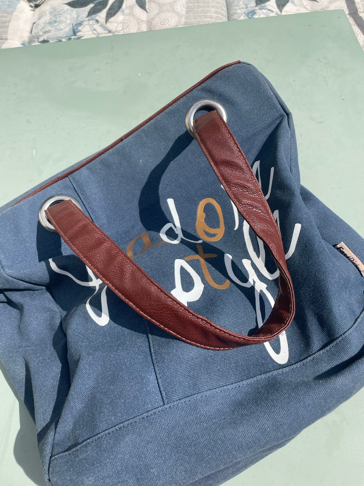 Stevige fietsentas - Blauw met bruine accenten, Fietsen en Brommers, Fietsaccessoires | Fietstassen, Ophalen, Gebruikt