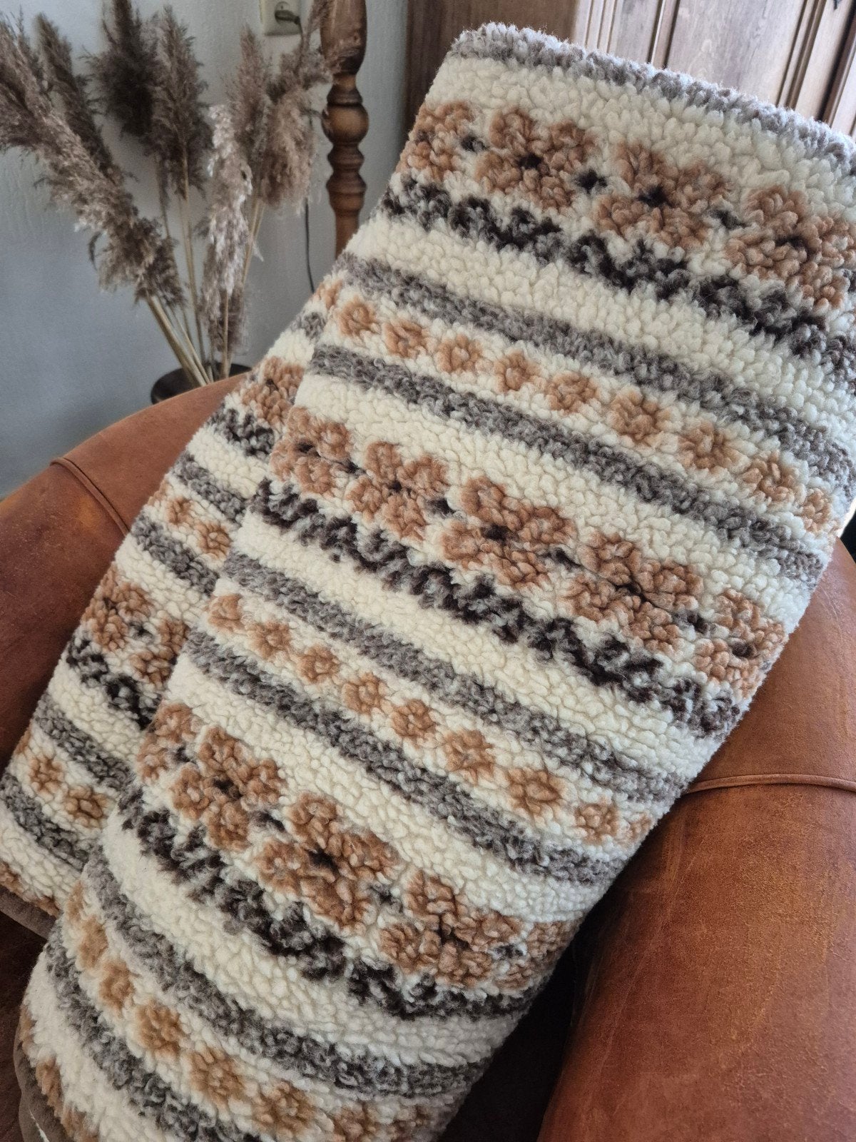set 2 wollen dekens 200 x 150 cm vintage retro, Ophalen, Gebruikt, Wol, 200 cm