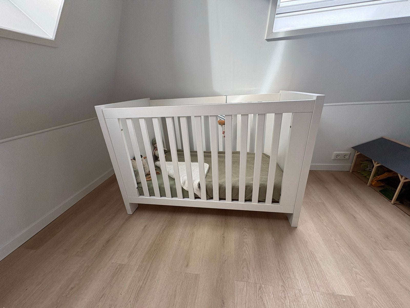 Interbaby Ledikant inclusief lattenbodem en matras, Ophalen, Wit, 190 cm of minder, Hout