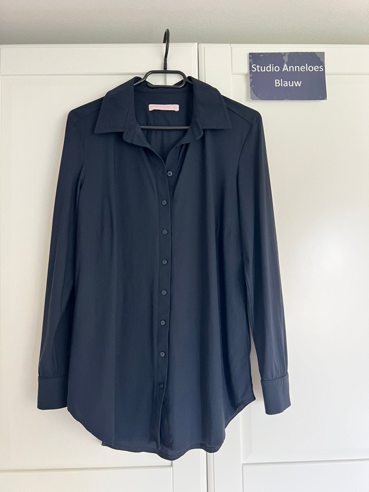 Studio anneloes poppy blouse L donkerblauw travelstof, Blauw, Ophalen of Verzenden, Zo goed als nieuw, X
