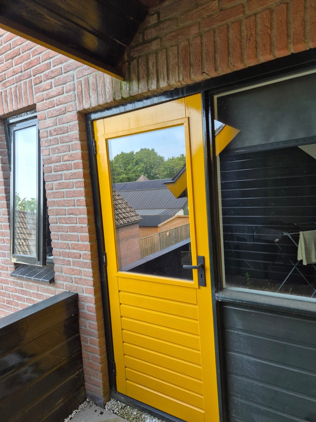 Hardhouten buitendeur, Ophalen of Verzenden, Glas, Buitendeur, 200 tot 215 cm