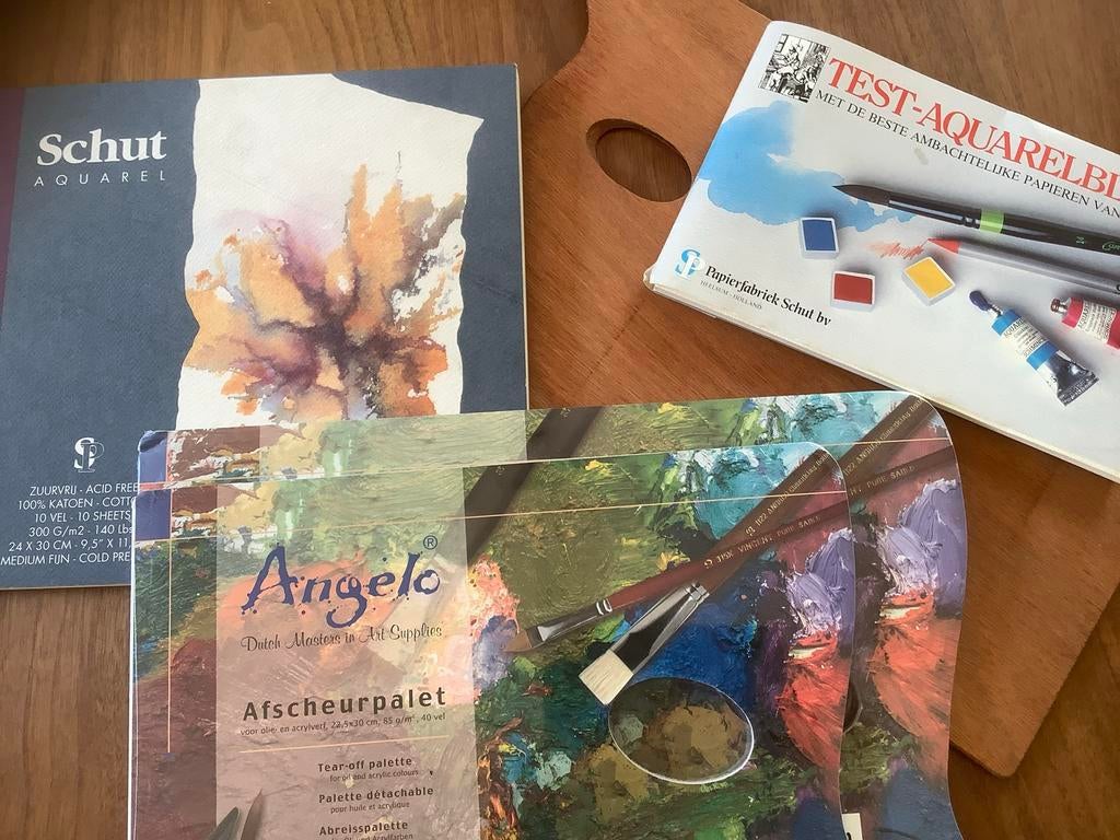 Schilder benodigdheden: aquarel papier, palet en testblok, Hobby en Vrije tijd, Ophalen of Verzenden, Nieuw, Overige typen
