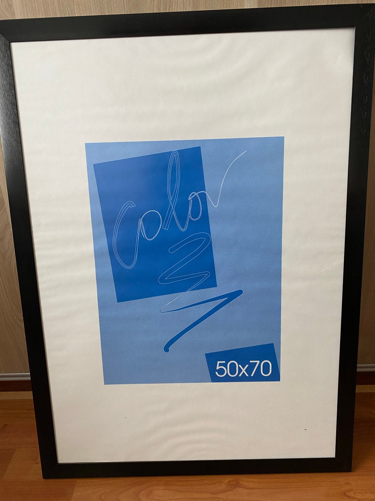 Zwarte fotolijst 50x70 cm met ontspiegeld glas, Ophalen of Verzenden, Gebruikt