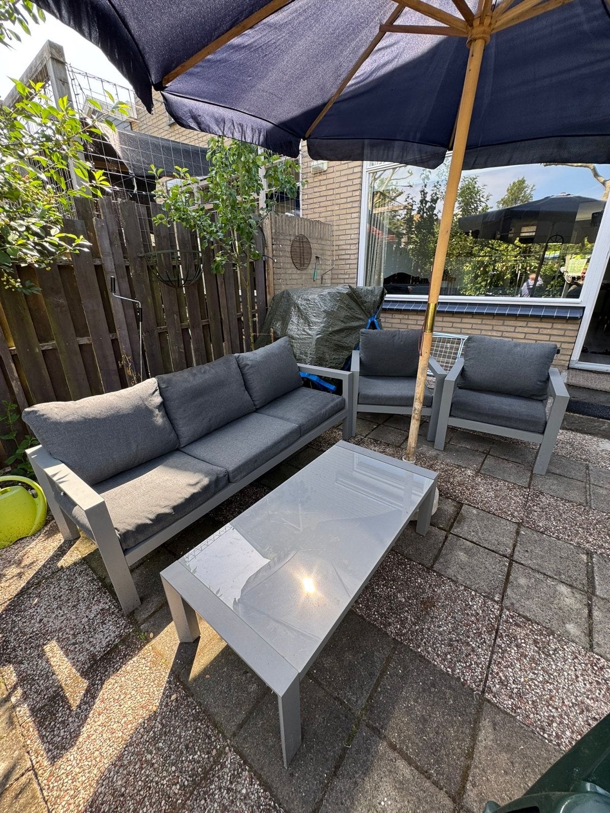 Loungeset Garden Impressions met kussens, Tuin en Terras, Tuinsets en Loungesets, Ophalen, 5 zitplaatsen, Gebruikt, Aluminium