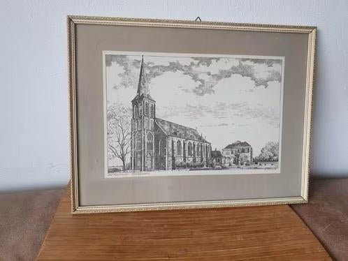 Tekening litho 1949 St Martinus kerk Gendringen Klouwen, Antiek en Kunst, Kunst | Tekeningen en Foto's, Ophalen