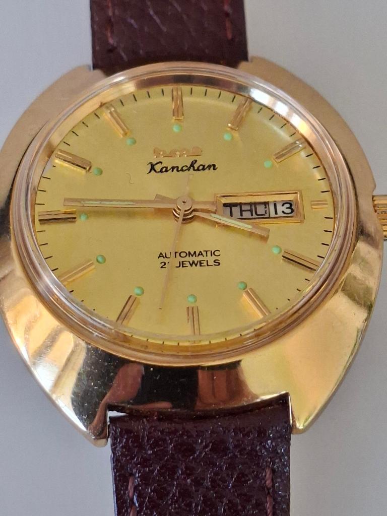 GOUD HORLOGE  HEREN HMT KANCHAN AUTOMATIC, Overige merken, Overige materialen, Leer, Polshorloge