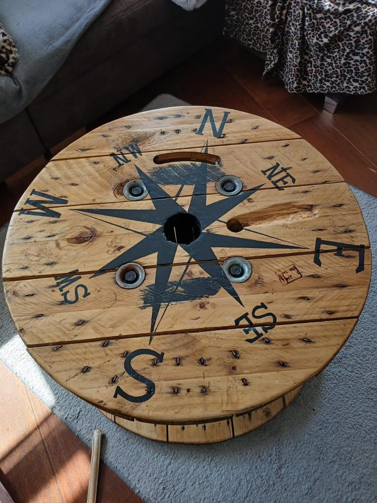 Unieke beschilderde haspel - Kompas design, Ophalen, Gebruikt, 50 tot 100 cm, Rond