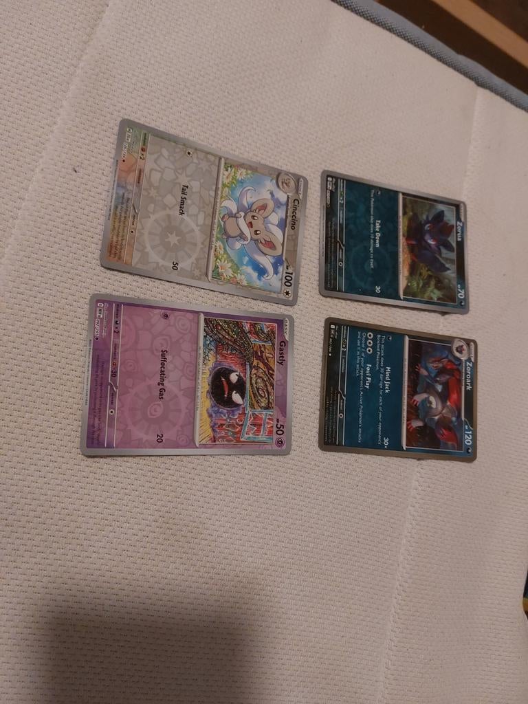 Pokémon kaarten: Cinccino, Gastly, Zorua en Zoroark, Verzenden, Gebruikt, Meerdere kaarten