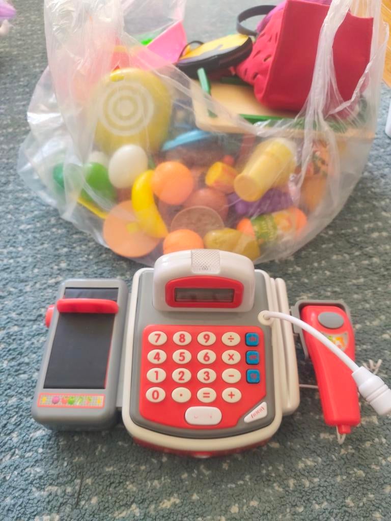 Speelgoed kassa met boodschappen en speelgeld, Ophalen of Verzenden