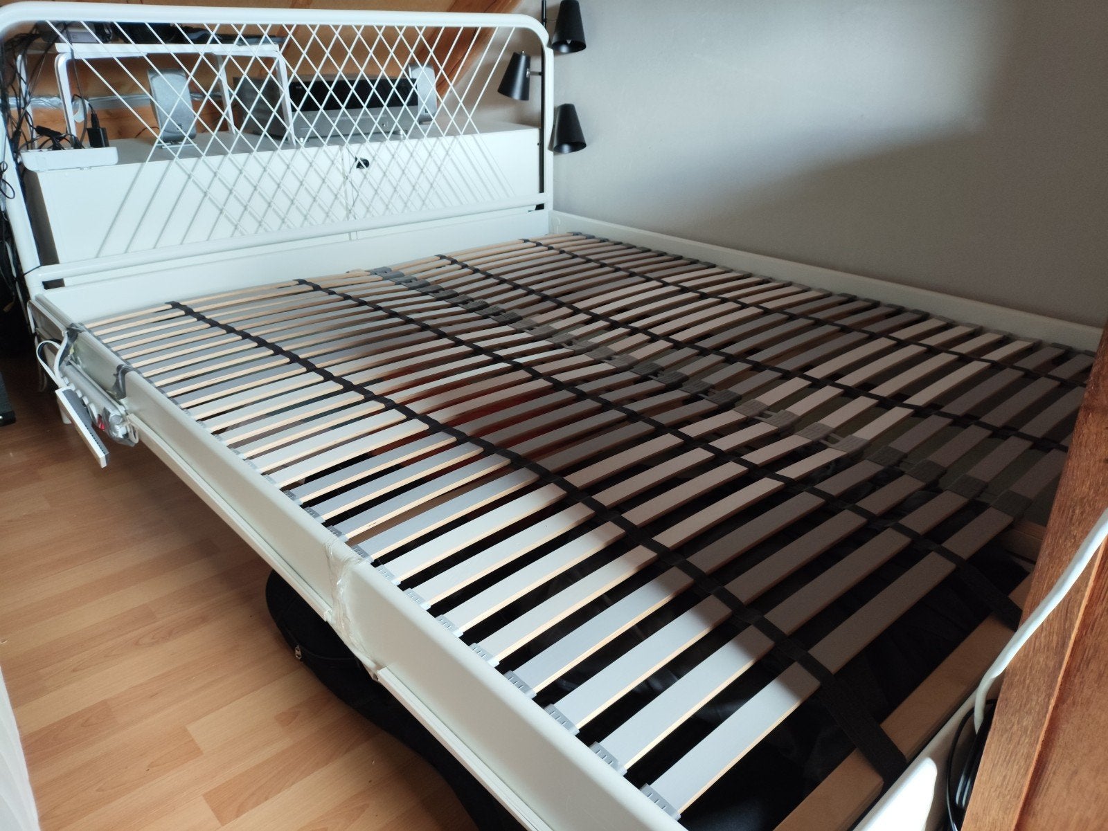IKEA tweepersoonsbed (160x200) incl. lattenbodem, Ophalen, Gebruikt, Modern, Industrieel, Wit