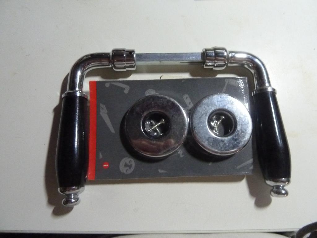 Ital deurgrepen chroom-zwart retro, Ophalen of Verzenden, Zo goed als nieuw, Chroom, Klink of Kruk