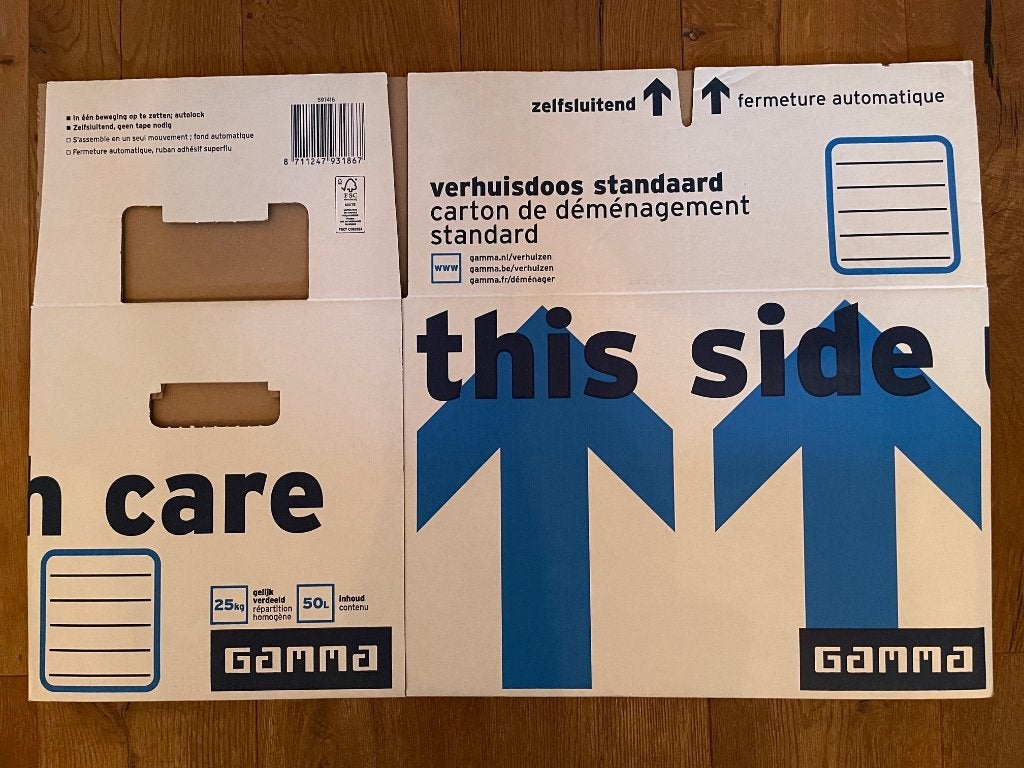 Verhuisdozen – 14 stuks, Ophalen, Opvouwbaar, 50 tot 75 cm, Minder dan 40 cm