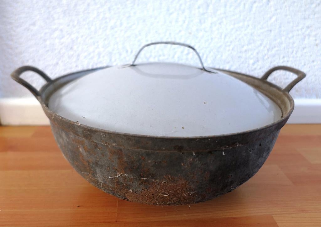 Grote oude gietijzeren pan van DRU, Antiek en Kunst, Ophalen of Verzenden