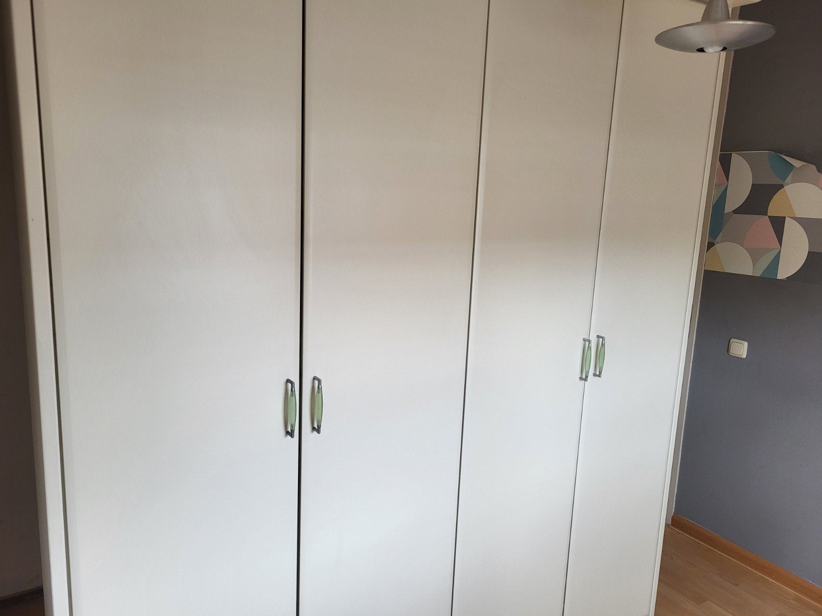 Witte kledingkast met planken en hangruimte (uit elkaar), Ophalen, Met deur(en), Gebruikt, 200 cm of meer