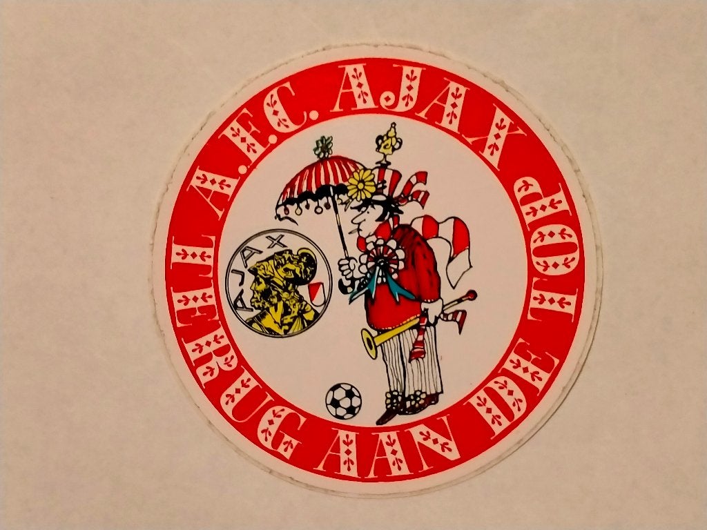 AFC Ajax terug aan de Top vintage voetbal sticker logo RARE, Ophalen of Verzenden, Zo goed als nieuw, Sport
